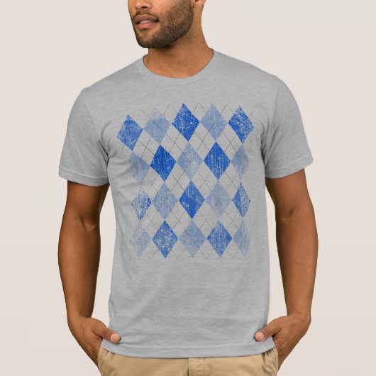 ヴィンテージの青のアーガイル Tシャツ (正面)