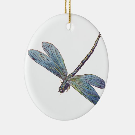 ヴィンテージの青のトンボ セラミックオーナメント (右)