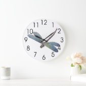 ヴィンテージの青のトンボ ラージ壁時計 (ホーム)