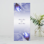 ヴィンテージの青のバラの旧式な冬の結婚式 招待状 (スタンド正面)