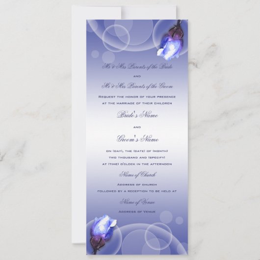 ヴィンテージの青のバラの旧式な冬の結婚式 招待状 (裏面)