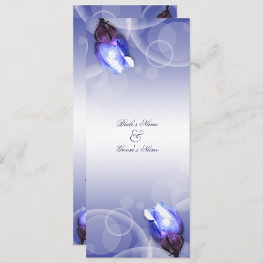 ヴィンテージの青のバラの旧式な冬の結婚式 招待状 (正面/裏面)