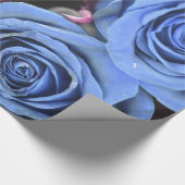 ヴィンテージの青のバラの花のギフト用包装紙 ラッピングペーパー (角)