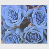 ヴィンテージの青のバラの花のギフト用包装紙 ラッピングペーパー (フラット)