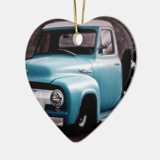 ヴィンテージの青の小型トラック セラミックオーナメント (左)