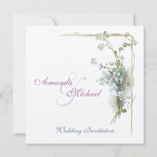 ヴィンテージの青は私をnotsの結婚忘れます 招待状 (正面)