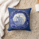 ヴィンテージの青及び白いNantucketの最も古いプレートの枕 クッション (ブランケット)