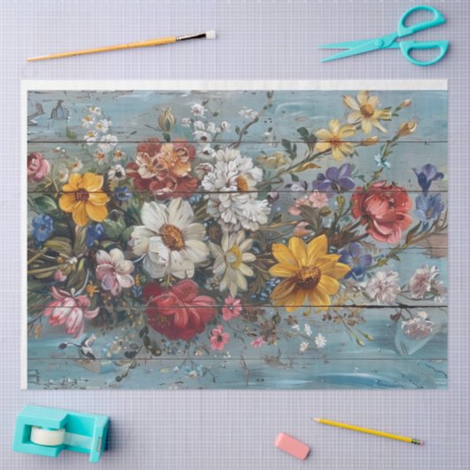 ヴィンテージの青擦り切れたい背景 薄葉紙 (クラフト)