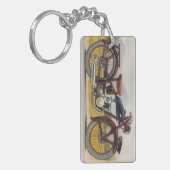ヴィンテージの青銅色のオートバイのプリント キーホルダー (正面左)