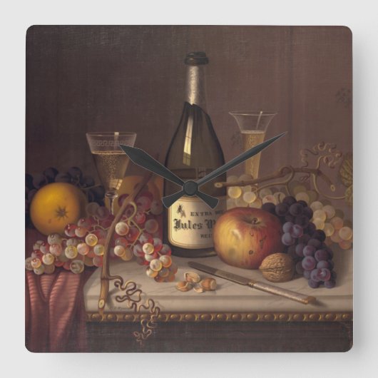 ヴィンテージの静物画の絵画の柱時計 スクエア壁時計 (正面)