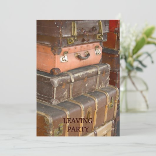 ヴィンテージの革スーツケースの招待状 招待状 (スタンド正面)