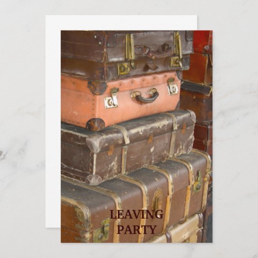 ヴィンテージの革スーツケースの招待状 招待状 (正面/裏面)