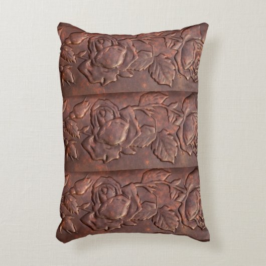 ヴィンテージの革バラの一見 アクセントクッション (正面(垂直))