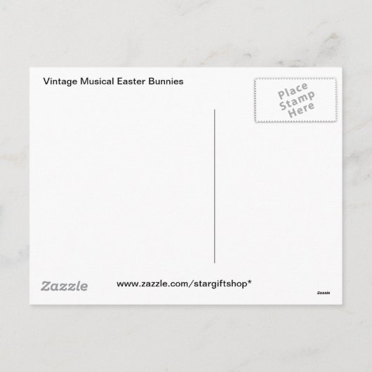 ヴィンテージの音楽的なイースターのウサギ シーズンポストカード (裏面)