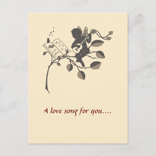 ヴィンテージの音楽的な天使のシルエット ポストカード (正面)