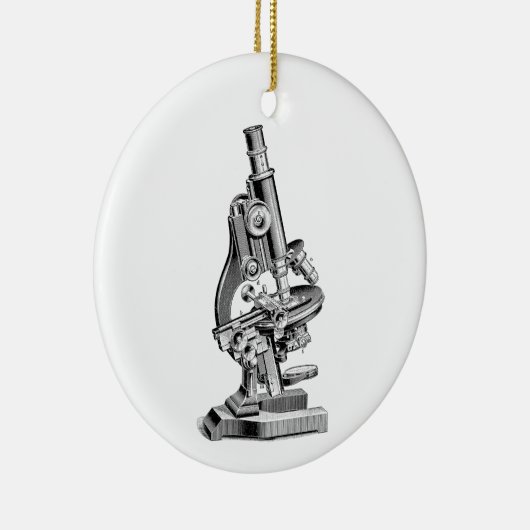 ヴィンテージの顕微鏡のイラストレーションのレトロの顕微鏡 セラミックオーナメント (右)