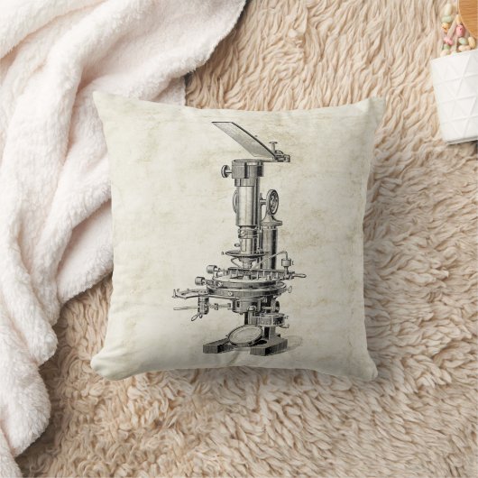 ヴィンテージの顕微鏡のイラストレーションのレトロSteampunk クッション (ブランケット)