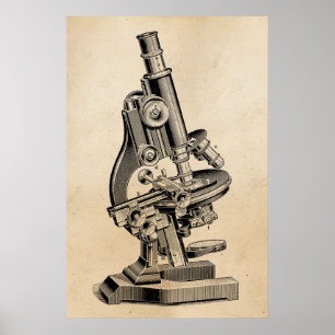 ヴィンテージの顕微鏡のイラストレーションのレトロSteampunk ポスター