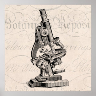 ヴィンテージの顕微鏡のイラストレーションのレトロSteampunk ポスター