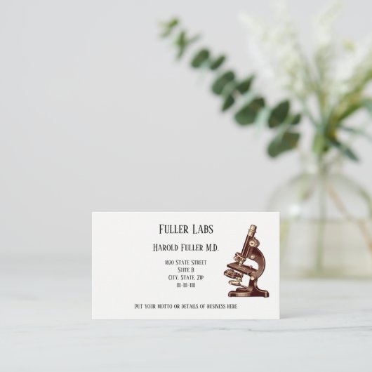 ヴィンテージの顕微鏡 名刺 (スタンド正面)