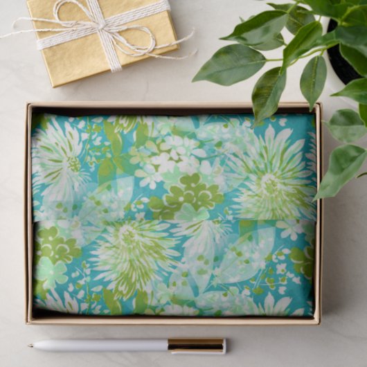 ヴィンテージの風変わりで古風な春の花の生地の一見 薄葉紙 (ギフト)