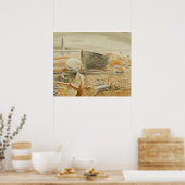 ヴィンテージの風景，イギリス，海辺，レトロ ポスター (キッチン)