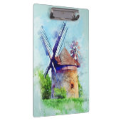 ヴィンテージの風車の水彩画の絵画 クリップボード (右)