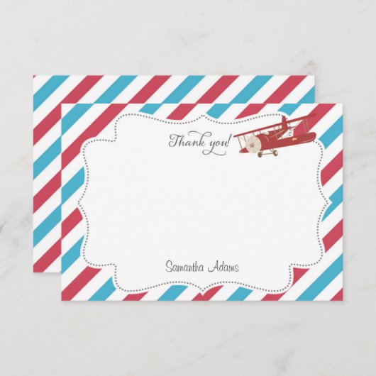 ヴィンテージの飛行機のサンキューカード ノートカード (正面/裏面)