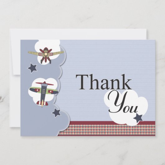 ヴィンテージの飛行機のベビーシャワーは感謝していしています サンキューカード (正面)