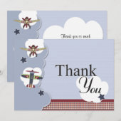 ヴィンテージの飛行機のベビーシャワーは感謝していしています サンキューカード (正面/裏面)