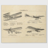 ヴィンテージの飛行機のレトロの古い複葉機のアンティークの飛行機 ラッピングペーパー (フラット)