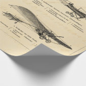 ヴィンテージの飛行機のレトロの古い複葉機のアンティークの飛行機 ラッピングペーパー (角)