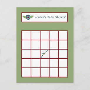 ヴィンテージの飛行機の書き込み可能なビンゴカード インビテーションポストカード