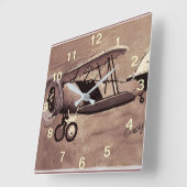 ヴィンテージの飛行機の柱時計 スクエア壁時計 (傾斜)