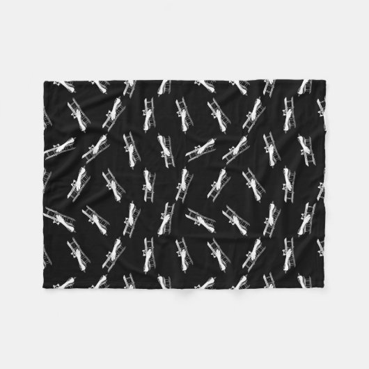 ヴィンテージの飛行機の芸術の飛んでいるな飛行機の飛行機 フリースブランケット (正面(横))