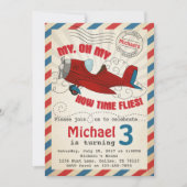 ヴィンテージの飛行機の誕生日のパーティの招待状の招待 招待状 (正面)