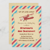 ヴィンテージの飛行機の誕生日のパーティの招待状 招待状 (正面/裏面)