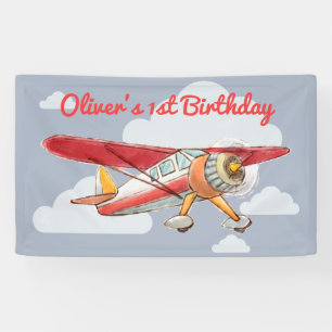 ヴィンテージの飛行機の誕生日 横断幕