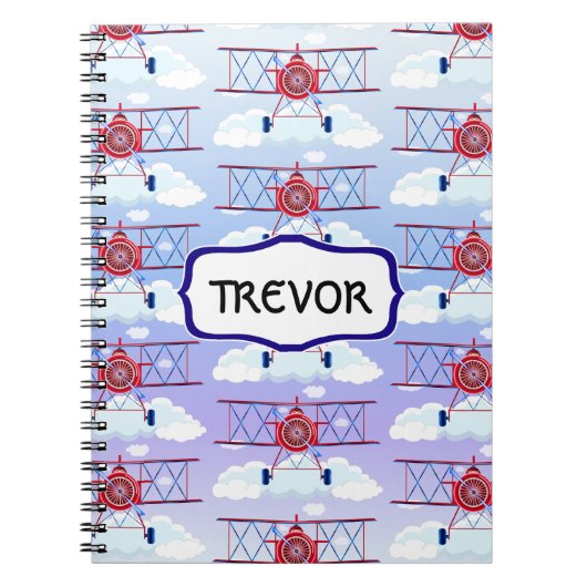 ヴィンテージの飛行機の飛行士旅行冒険 ノートブック (正面)