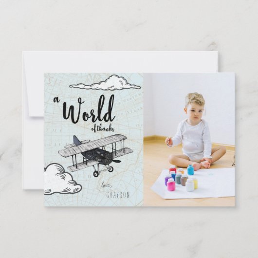 ヴィンテージの飛行機旅行パーティー|のサンキューカード サンキューカード (正面)