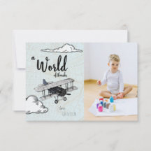 ヴィンテージの飛行機旅行パーティー|のサンキューカード