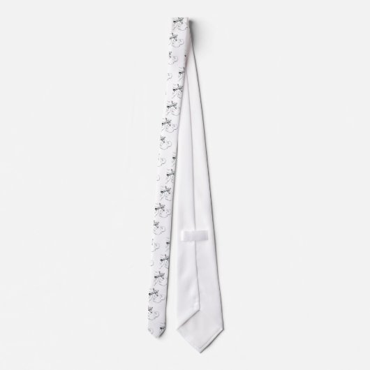 ヴィンテージの飛行機|の白黒スケッチ ネクタイ (裏面)