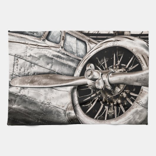 ヴィンテージの飛行機 キッチンタオル (横)