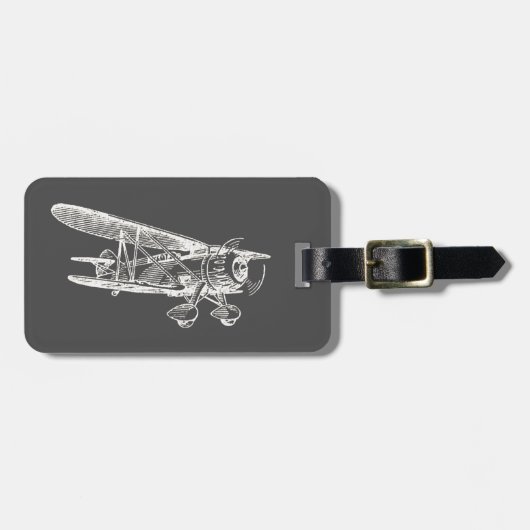 ヴィンテージの飛行機 ラゲッジタグ (正面横)