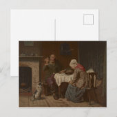 ヴィンテージの食事前の祈りを描いたリソグラフ ポストカード (正面/裏面)