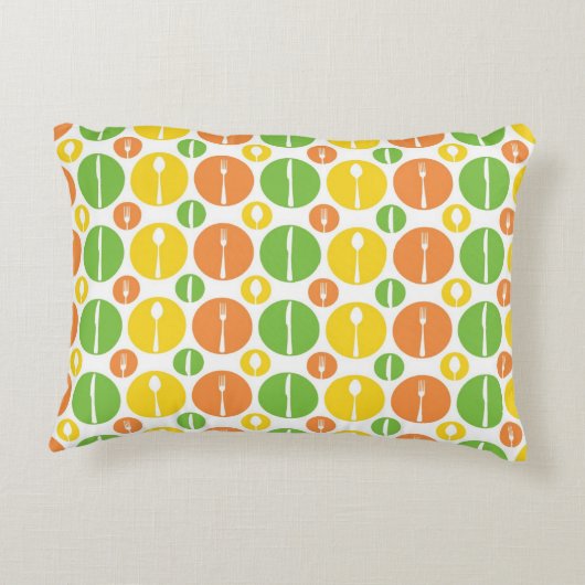 ヴィンテージの食事用器具類パターン アクセントクッション (裏面)