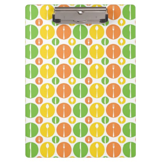 ヴィンテージの食事用器具類パターン クリップボード (正面)