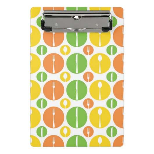 ヴィンテージの食事用器具類パターン ミニクリップボード (正面)