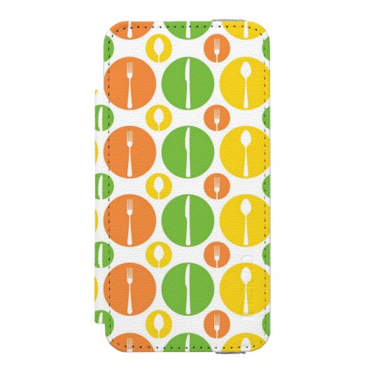 ヴィンテージの食事用器具類パターン INCIPIO iPhoneウォレットケース (フォリオ 正面)