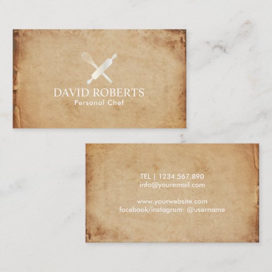 ヴィンテージの食料調達する個人的なシェフのイベント 名刺 (正面/裏面)